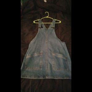 Blue denim overall dress